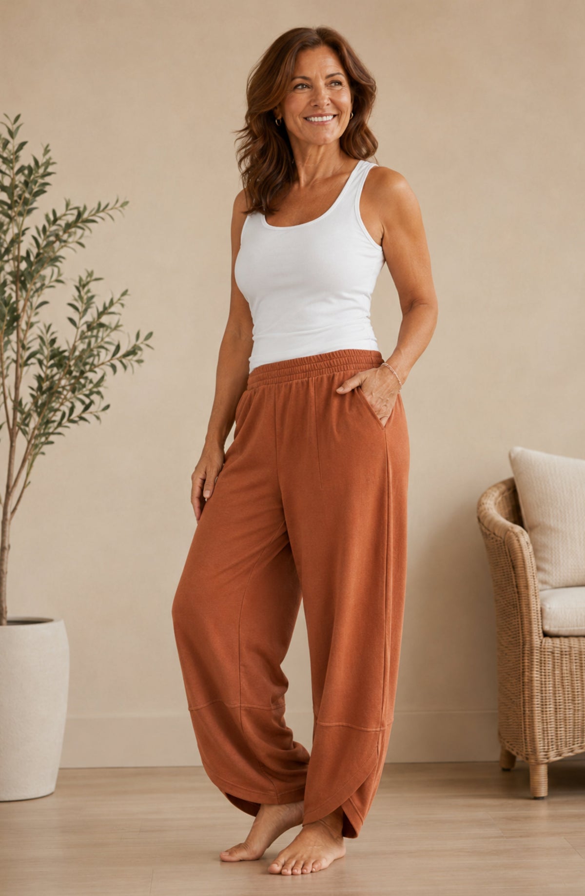 Pantalón Élise™ — Barrel Fluido de Cintura Elástica