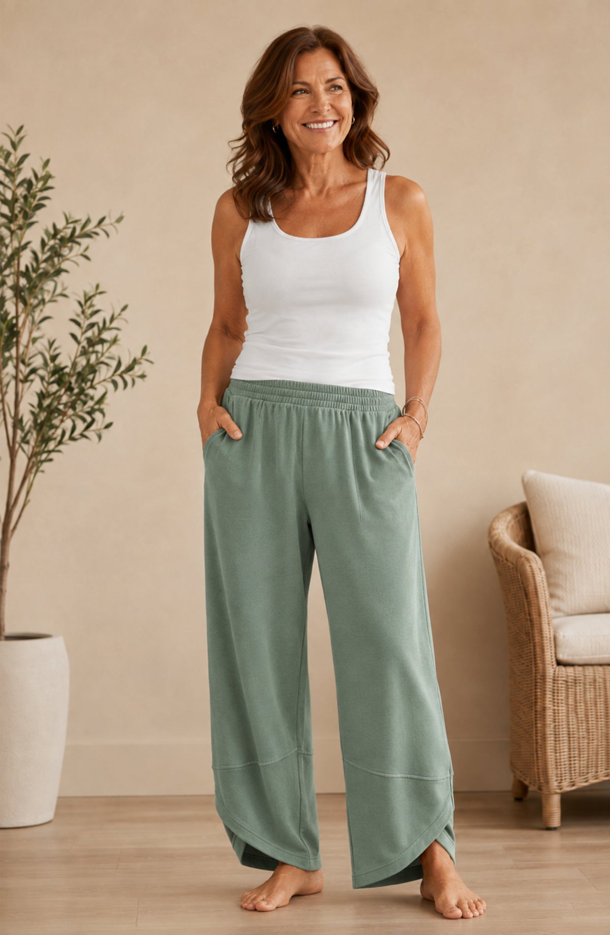 Pantalón Élise™ — Barrel Fluido de Cintura Elástica