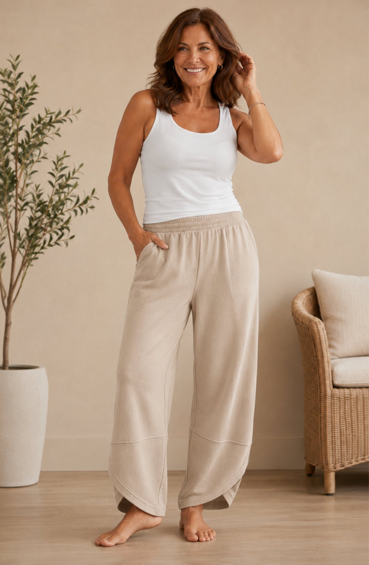 Pantalón Élise™ — Barrel Fluido de Cintura Elástica